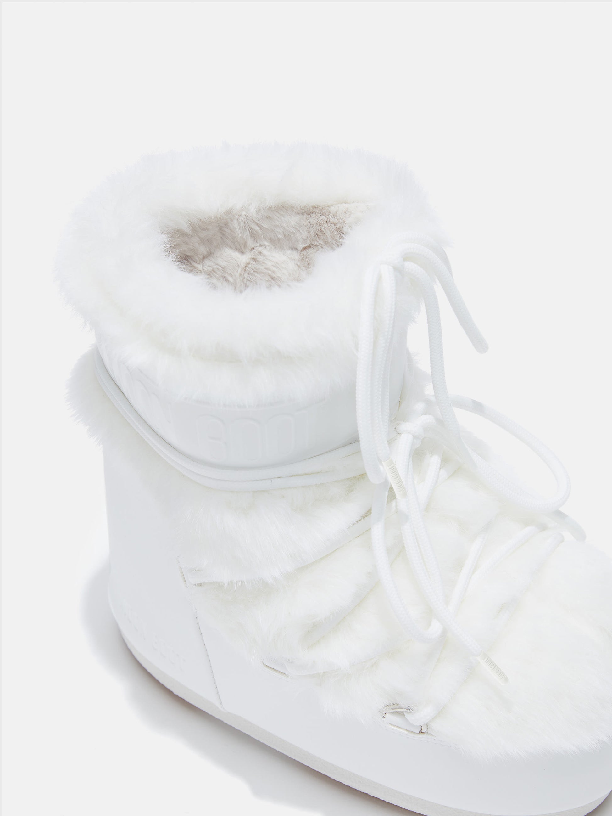 ICON LOW WHITE FAUX-FUR BOOTS